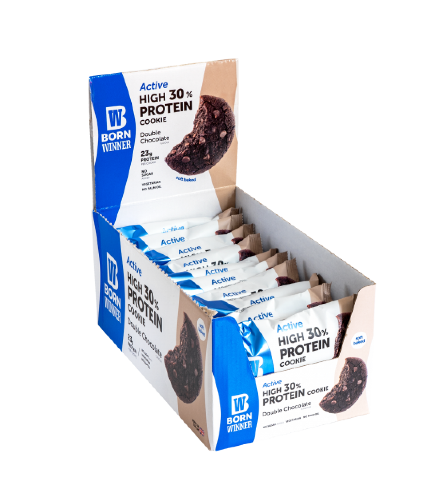 BORN WINNER Active High 30% Protein Cookie Double chocolate 12x75 гр
